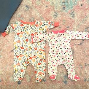Baby girl zipper footie pajamas - premie and newborn sizes